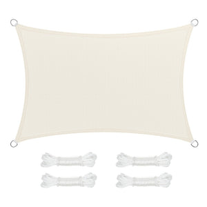 Vela ombreggiante 2 x 3 m telo teso in HDPE traspirante protezione esterna per balcone terrazzo giardino antracite beige 12_0003749