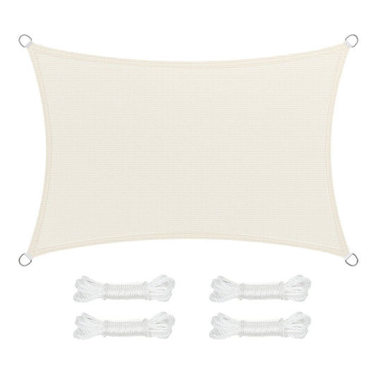 Vela ombreggiante 2 x 3 m telo teso in HDPE traspirante protezione esterna per balcone terrazzo giardino antracite beige 12_0003749