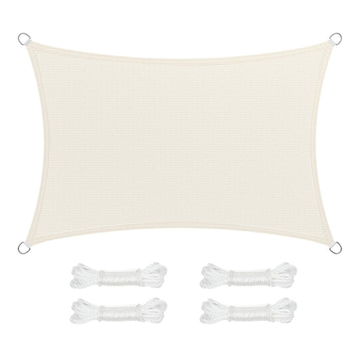 Vela ombreggiante 2 x 3 m telo teso in HDPE traspirante protezione esterna per balcone terrazzo giardino antracite beige 12_0003749