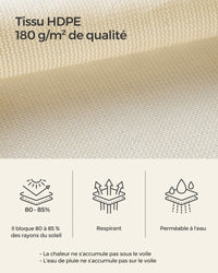 Vela ombreggiante 2 x 3 m telo teso in HDPE traspirante protezione esterna per balcone terrazzo giardino antracite beige 12_0003749