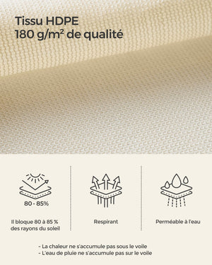 Vela ombreggiante 2 x 3 m telo teso in HDPE traspirante protezione esterna per balcone terrazzo giardino antracite beige 12_0003749