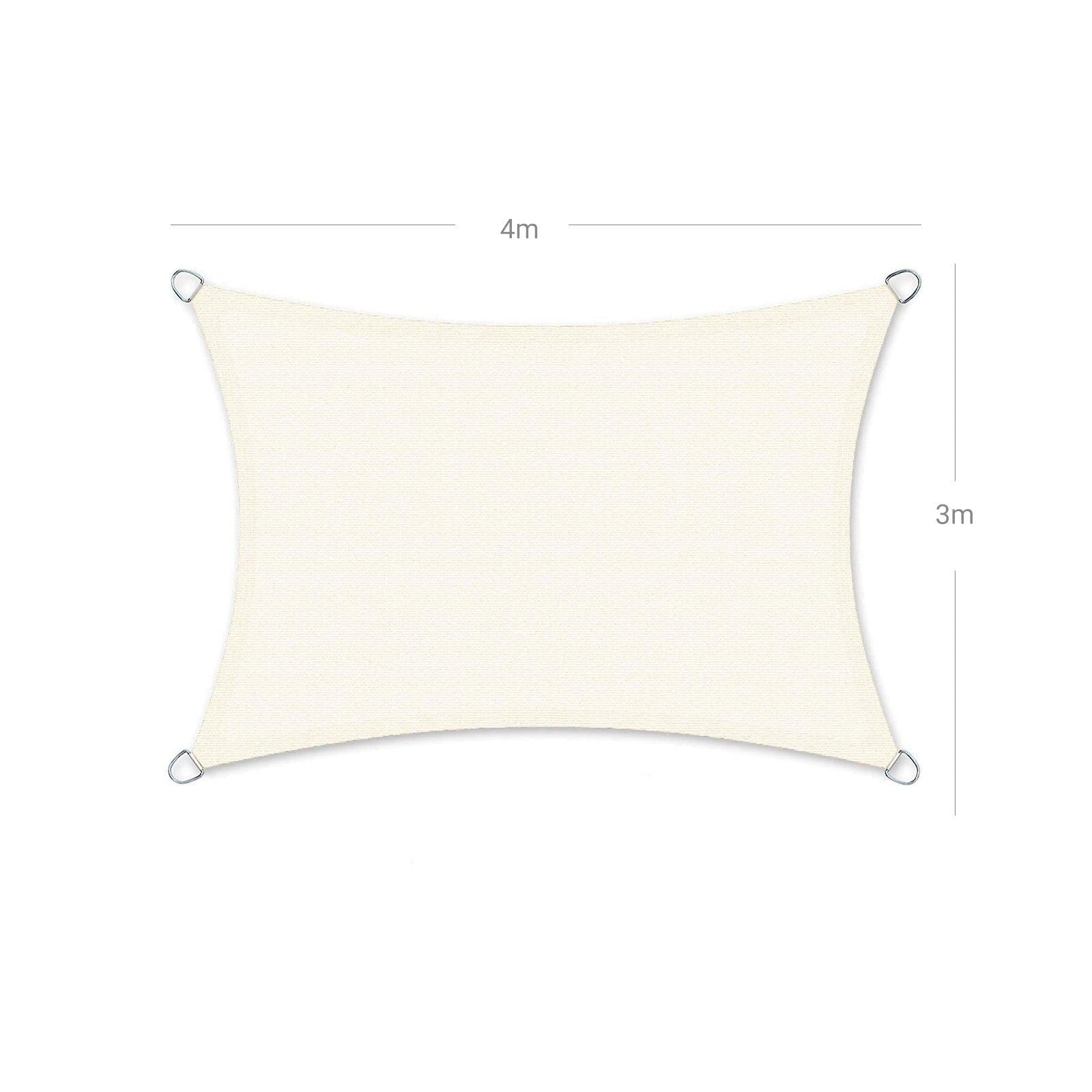 Vela ombreggiante in HDPE protezione solare anti UV traspirante per il giardino il balcone traspirante permeabile all'acqua 3 x 4 m beige 12_0001736