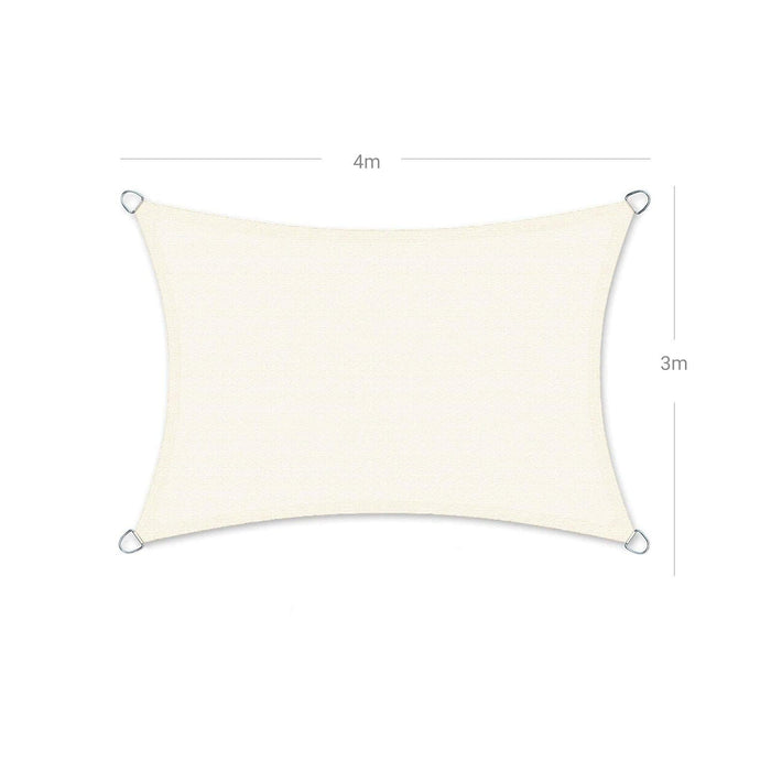 Vela ombreggiante in HDPE protezione solare anti UV traspirante per il giardino il balcone traspirante permeabile all'acqua 3 x 4 m beige 12_0001736