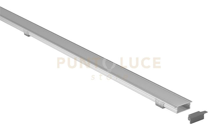 GSTP121- PROFILO IN ALLUMINIO SEZIONABILE INCASSO SU CARTONGESSO PIU DIFFUSORE COLORE GRIGIO SENZA LED DA ACQUISTARE SEPARATAMENTE MT2