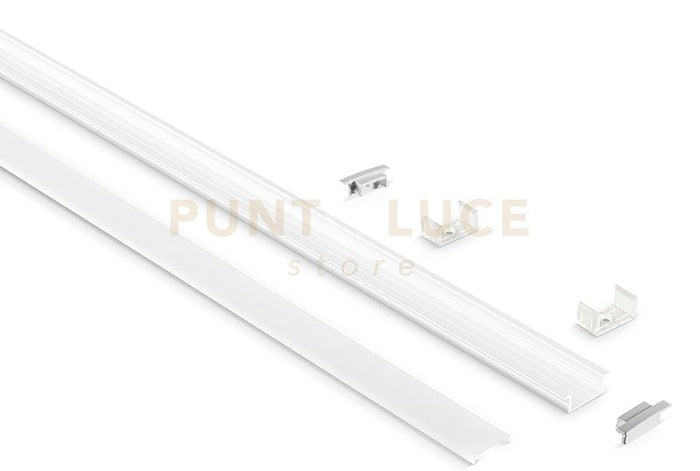 GSTP123- PROFILO IN ALLUMINIO SEZIONABILE INCASSO SU CARTONGESSO PIU DIFFUSORE COLORE BIANCO SENZA LED DA ACQUISTARE SEPARATAMENTE MT2