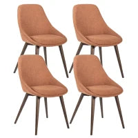 E-STYLO Sedia da pranzo in tessuto ruggine chiaro con gambe e struttura in massello di noce, 58cm X 49cm H. 85cm.