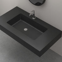 Top lavabo sospeso in materiale marmo resina finitura liscia due colorazioni *** misure 80x46x15 cm, tinta antracite,...