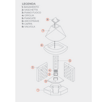 Camino a legna prefabbricato con focolare aperto refrattario rot80ref calore
