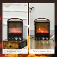 Camino Elettrico con Fiamma LED, 3 Modalità di Riscaldamento e Interruttore di Sicurezza, 30.3x17.5x37.4 cm