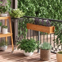 Fioriera Rettangolare in Legno, Letto per Orto da Appendere con 2 Ganci, 91 x 18 x 16.5 cm, Marrone
