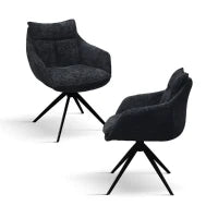 PAZZO DESIGN Sedia Gastone Nero set da 2 sedie con rivestimento in tessuto e gambe in metallo