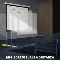 Schermo per Proiettore 84" Formato 4:3, Angolo di 160° e Montaggio a Soffitto o Parete