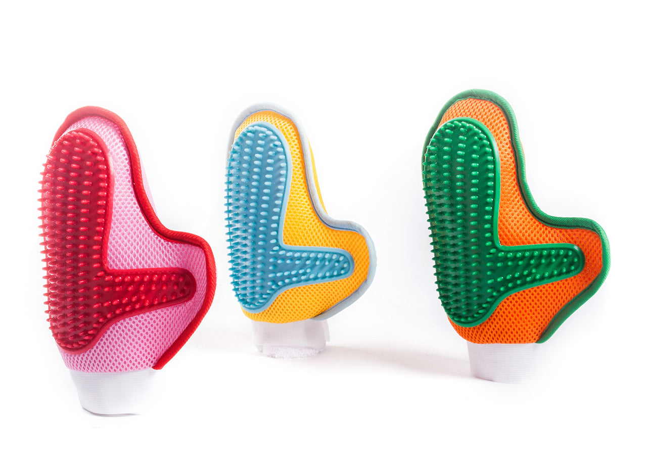 Set 3 Pezzi Guanto/Spazzola Per Animali Domestici