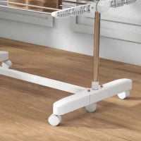 Stendino Verticale Pieghevole in Acciaio e Plastica con 6 Ruote e 4 Ripiani Regolabili, 142x55x172 cm