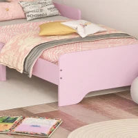 Letto per Bambini con Protezione Anticaduta e Rete Testiera a Forma di Nuvola, 143x74x55 cm, Rosa