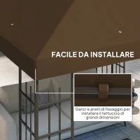Copertura per Gazebo da Giardino 3x3 m in Tessuto Oxford 600D con Fori di Drenaggio, Marrone