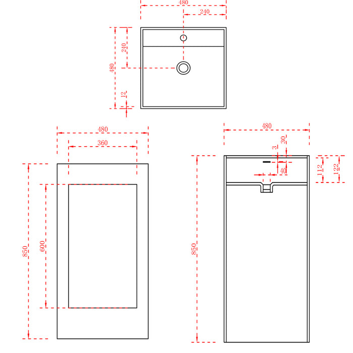 Lavabo monoforo free standing magnus plus artificial stone bianco opaco matt *** confezione 1