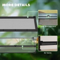 Terrario in Vetro per Rettili, Fondo Rialzato e Impermeabile, Chiusura a Scatto