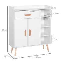 Credenza Moderna con Armadietto e Cassetto, Mobile Multiuso in Legno per Cucina e Salotto, 80 x 29.5 x 96cm Bianco