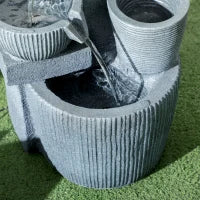 Fontana da giardino a energia solare fontana a cascata in resina a 4 livelli con luci LED e pompa