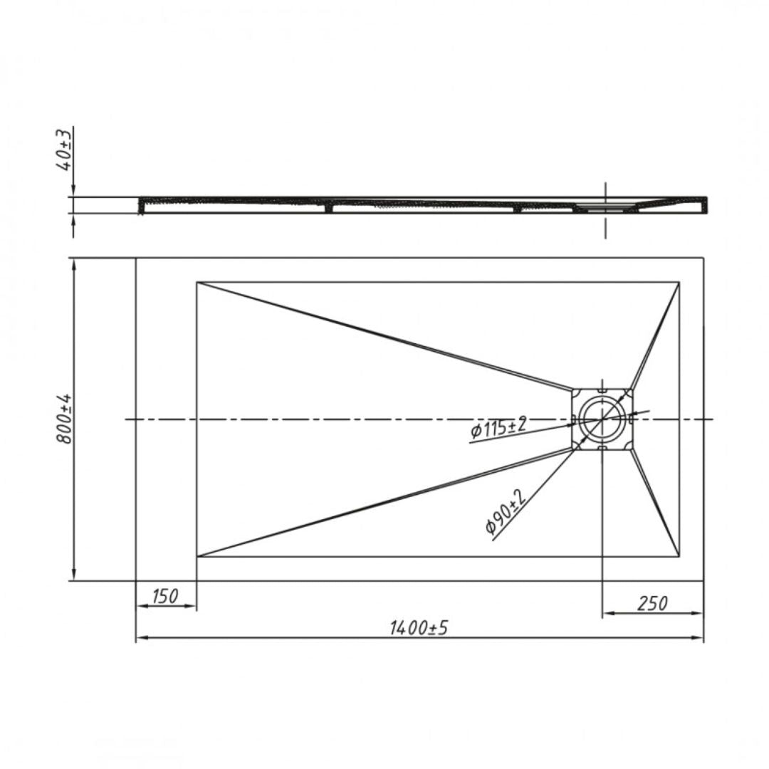 Piatto doccia antracite mineral marmo resina antiscivolo h4 cm *** misure l140 x p80 x h4 cm, confezione 1