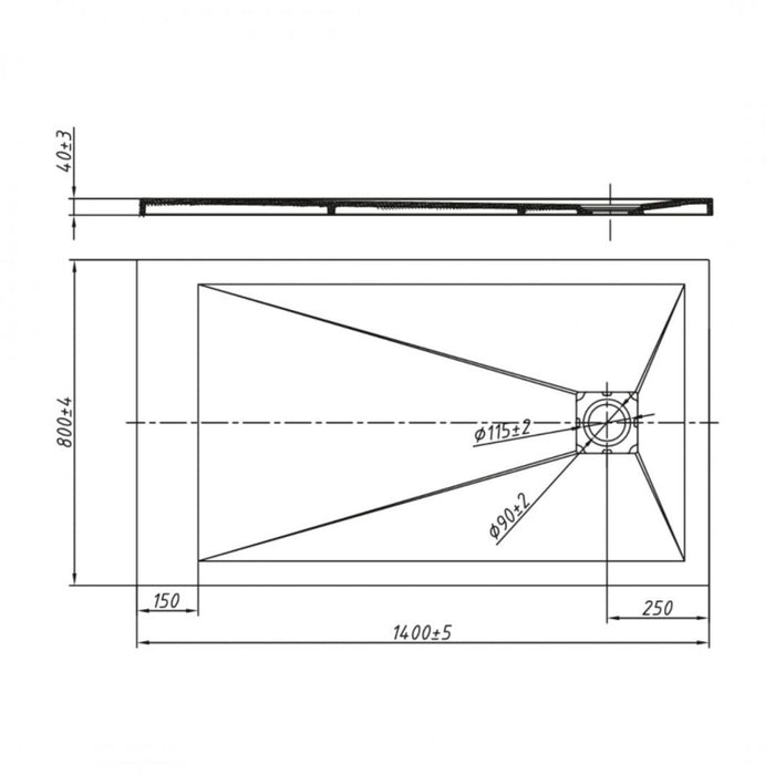 Piatto doccia antracite mineral marmo resina antiscivolo h4 cm *** misure l140 x p80 x h4 cm, confezione 1