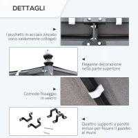 Gazebo Pergola 3x3m da Giardino con Tenda Impermeabile Grigia