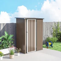 Casetta da Giardino in Acciaio con Porta con Chiavistello, 143x89x186cm, Marrone