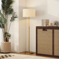 Lampada da Terra con Telecomando e Luminosità Regolabile 3000K-6000K, Paralume in Tessuto, Oro