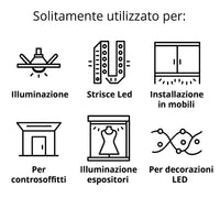 Alimentatore slim 100w 12v 8.5a per strisce led interna ip20