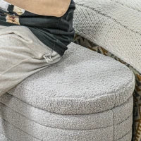 Panca Fondo Letto in Tessuto Teddy con Vano Contenitore, 116x41x40.5cm, Grigio Chiaro