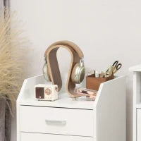 Cassettiera da Ufficio in Legno con 4 Cassetti, Ruote e Bordi Rialzati, 40x36x65cm, Bianco