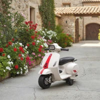 Moto Elettrica per Bambini 2-6 Anni con Batteria 6V Faro Clacson e Ruote di Supporto Bianco