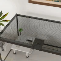 Terrario per Rettili, Terrario Trasparente con Coperchio Scorrevole in Rete Metallica, Nero