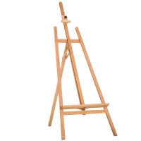Cavalletto per Pittura Treppiede con Supporto per Tela Regolabile in Legno di Faggio, 65x68x174-230 cm