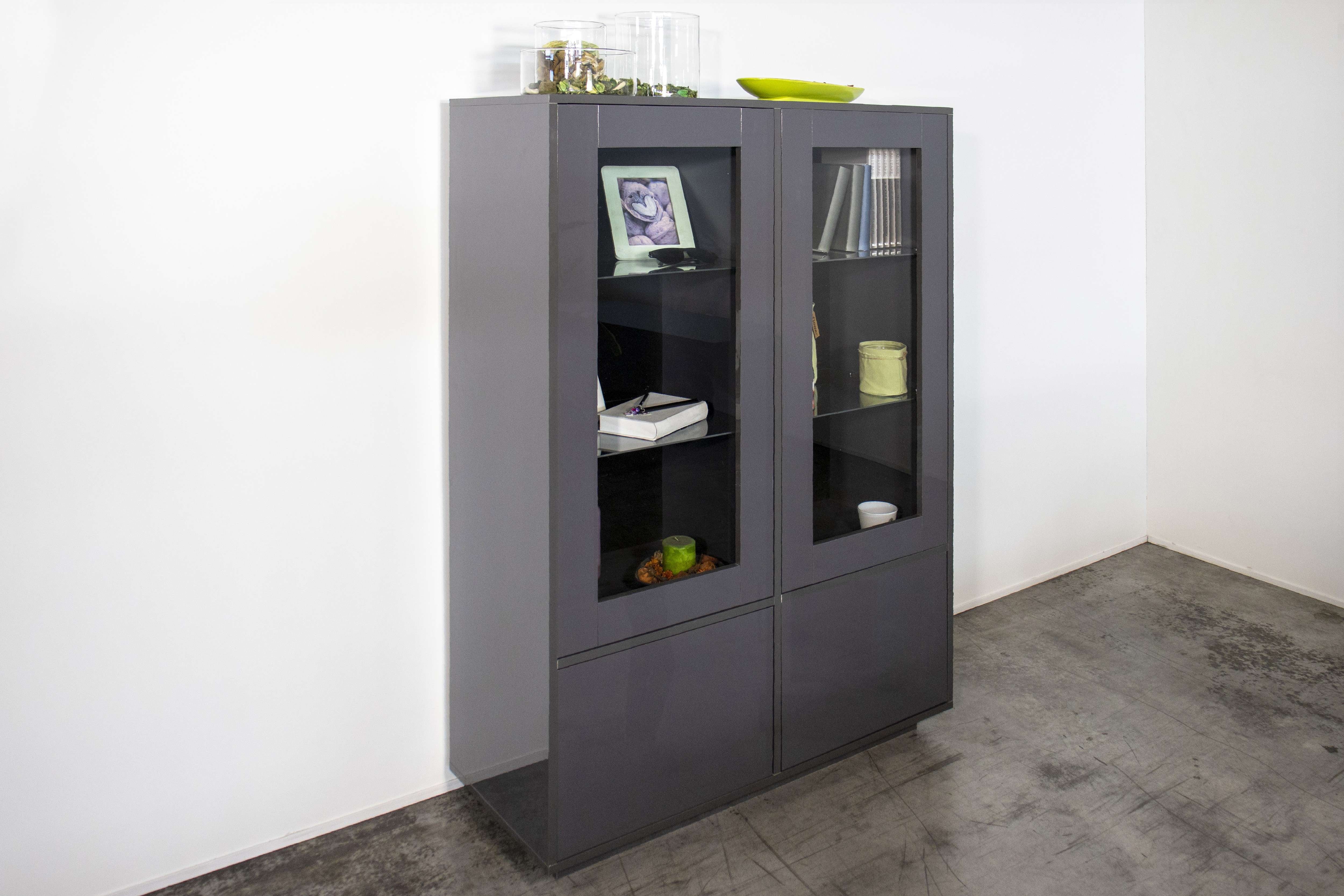 Credenza moderna alta con vetrina 100cm cucina soggiorno antracite Syfe Report