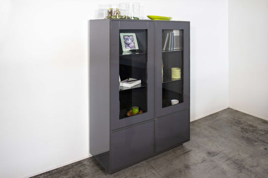 Credenza moderna alta con vetrina 100cm cucina soggiorno antracite Syfe Report
