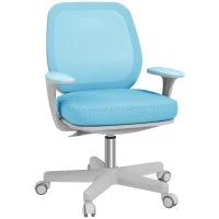 Sedia da Ufficio Ergonomica e Reclinabile ad Altezza Regolabile con 5 Rotelle, 55x48x82.5-94.5 cm, Azzurra