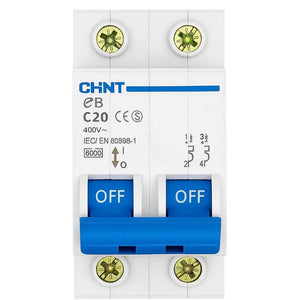 Chint interruttori magnetotermici 1p+n curva c 4,5ka serie eb 2 moduli *** ampere 20 ampere, confezione 1