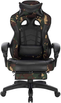 Sedie da ufficio sportive sedia da gaming con poggiatesta cuscino lombare e poggiapiedi in pelle sintetica mimetica nera 19_0000081