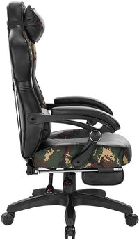 Sedie da ufficio sportive sedia da gaming con poggiatesta cuscino lombare e poggiapiedi in pelle sintetica mimetica nera 19_0000081