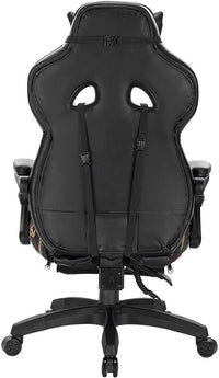 Sedie da ufficio sportive sedia da gaming con poggiatesta cuscino lombare e poggiapiedi in pelle sintetica mimetica nera 19_0000081