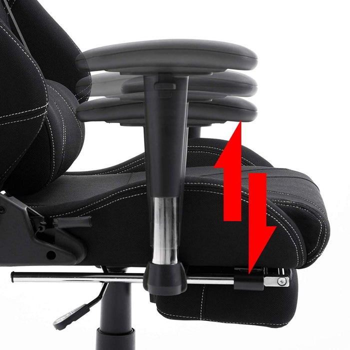 Sedia da ufficio sportiva sedia da gaming ufficio rivestimento in tessuto nero 19_0000371