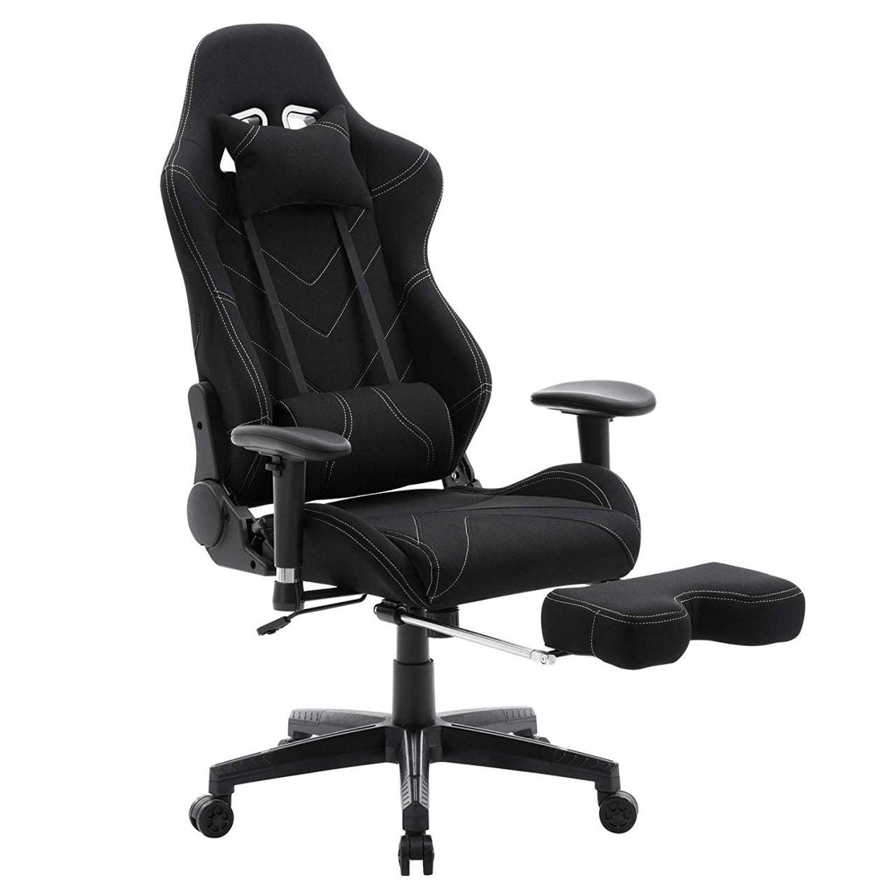 Sedia da ufficio sportiva sedia da gaming ufficio rivestimento in tessuto nero 19_0000371