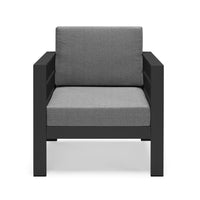 Set da giardino GARDENIA in alluminio, un divano 3 posti + 2 poltrone con cuscini sfoderabili + tavolino, per verande, giardini, terrazze colore Cenere