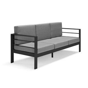 Set da giardino GARDENIA in alluminio, un divano 3 posti + 2 poltrone con cuscini sfoderabili + tavolino, per verande, giardini, terrazze colore Cenere