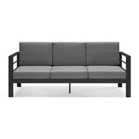 Set da giardino GARDENIA in alluminio, un divano 3 posti + 2 poltrone con cuscini sfoderabili + tavolino, per verande, giardini, terrazze colore Cenere