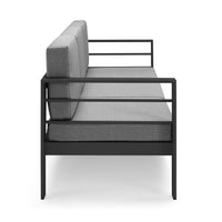 Set da giardino GARDENIA in alluminio, un divano 3 posti + 2 poltrone con cuscini sfoderabili + tavolino, per verande, giardini, terrazze colore Cenere