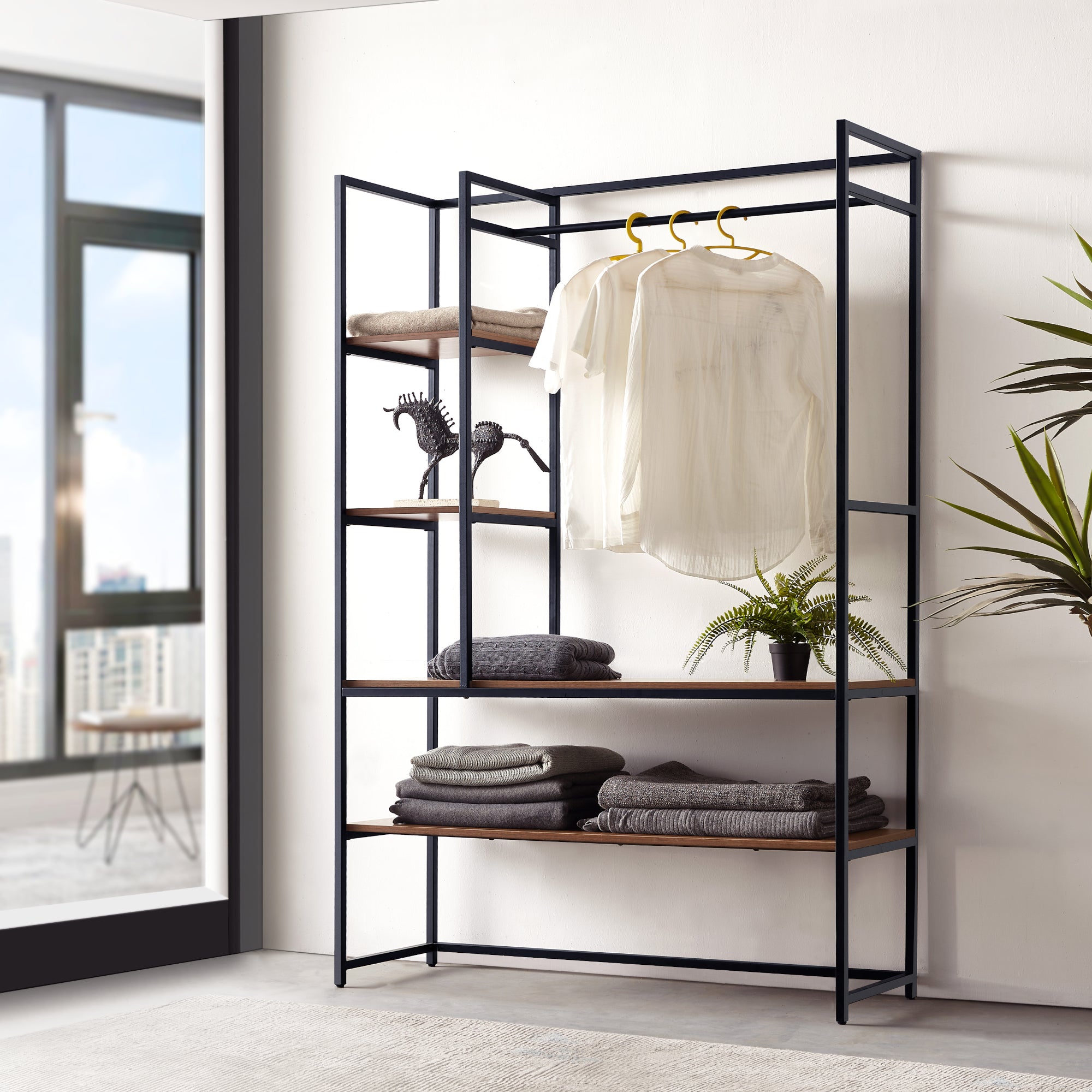 Organizzatore Guardaroba Horgau 180 x 120 x 40 cm - color Noce / Nero [en.casa]