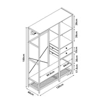 Set Larem 3 Mobili Organizzatori Guardaroba 288 cm Set E - Nero / Effetto Noce [en.casa]
